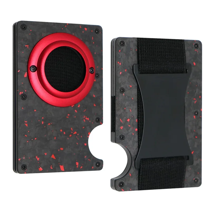 Cartera Airtag para hombre, Cartera forjada de fibra de carbono, Cartera de negocios delgada minimalista, tarjetero Rfid con correa para efectivo, Clip para dinero