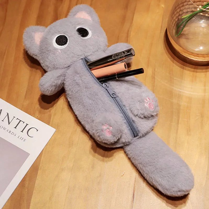 Siamesische Katze Plüsch Federmäppchen Stofftier Große Kapazität Schreibwaren Tasche Niedliches Design Cartoon Puppe Katze Bleistift Tasche Lernen