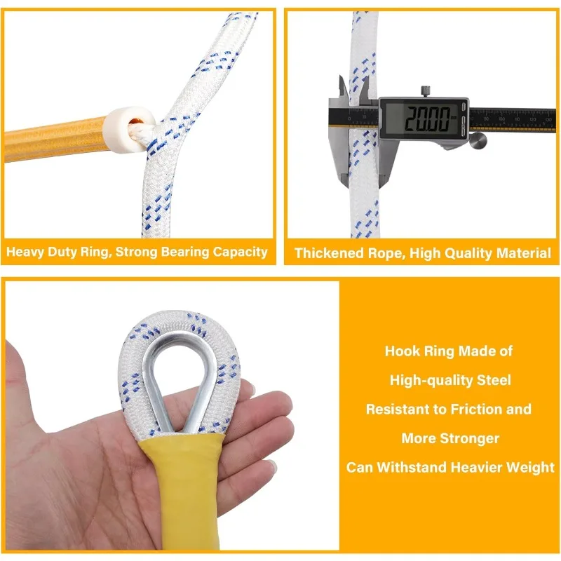 Fire Escape Ladder Flame Resistant Safety Extension Rope Ladder with 2 Hooks, 3 to 7 Story Homes Reusable Compact Portable