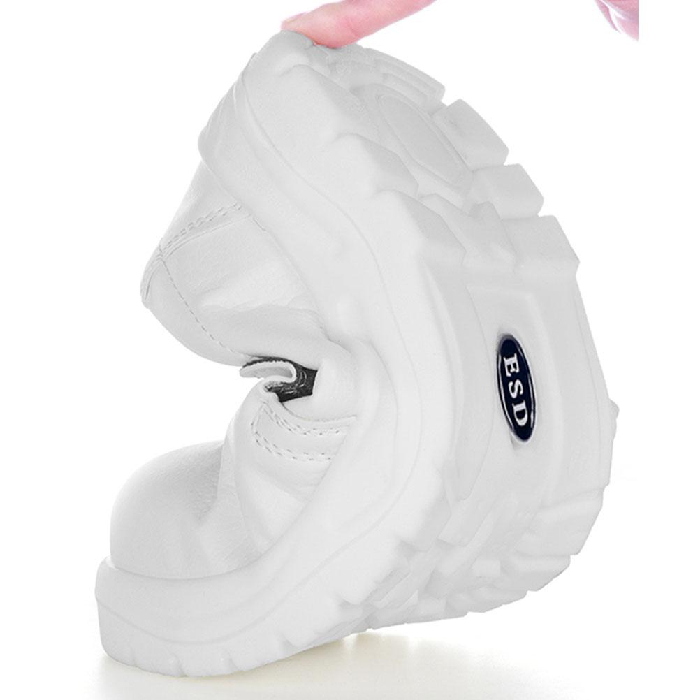 Dust-proof Anti-static Safety Shoes White Microfiber Mesh PU Sole Breathable Workshop Shoes Stahlkappe Secure Fire