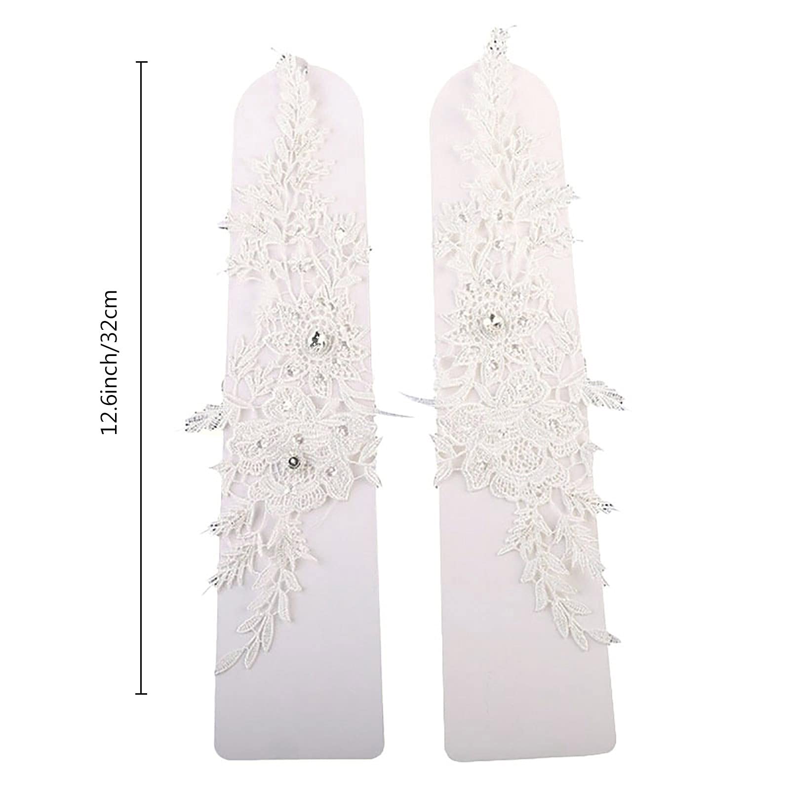 Lace Crystal Women’s Wedding Gloves Fingerless Elbow Bridal Floral Ivory Long Accessory for Bride