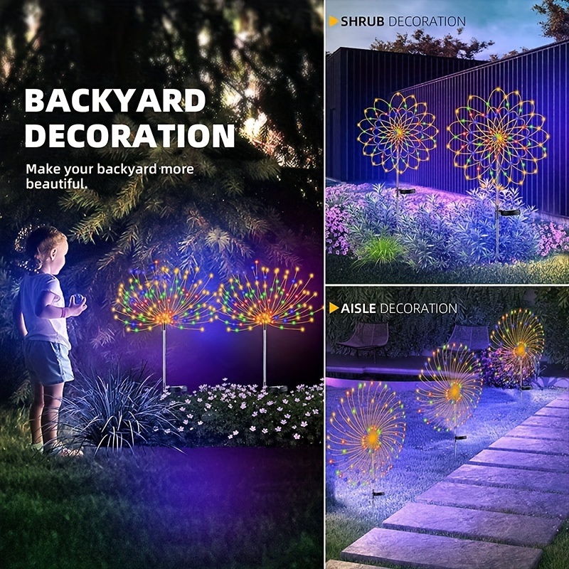 Lampe Solaire en Forme de enquêter d'Artifice pour l'Extérieur, Globe Enge, Pissenlit, Flash String, Lumières Dégradées, 90 /150/200 LED, pour Jardin, Pelouse, 1 Pièce