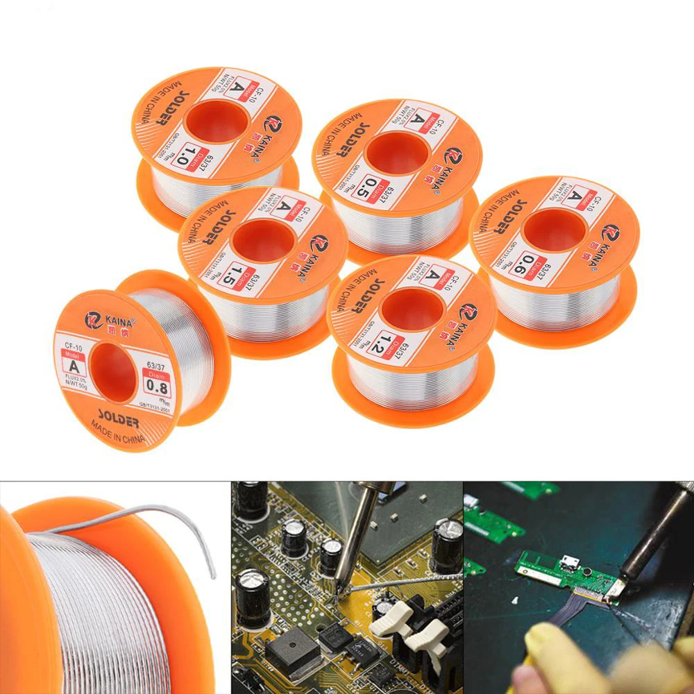 50/100g 0.5mm-2mm No-clean Rosin Core Solder Tin Wire Reel 63/37 CF-10  With 2% Flux And Low Melting Point For Electric DIY Weld