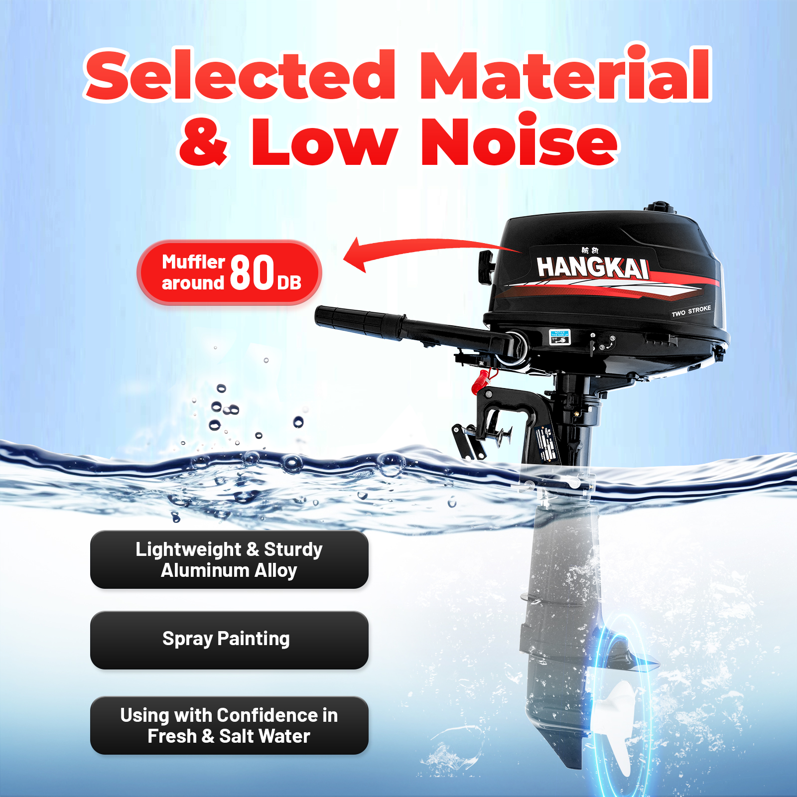 2 Stroke Motor Fishing Boat Engine Water Cooling CDI System Outboard Machine 6HP Short Shaft Petrol Engine