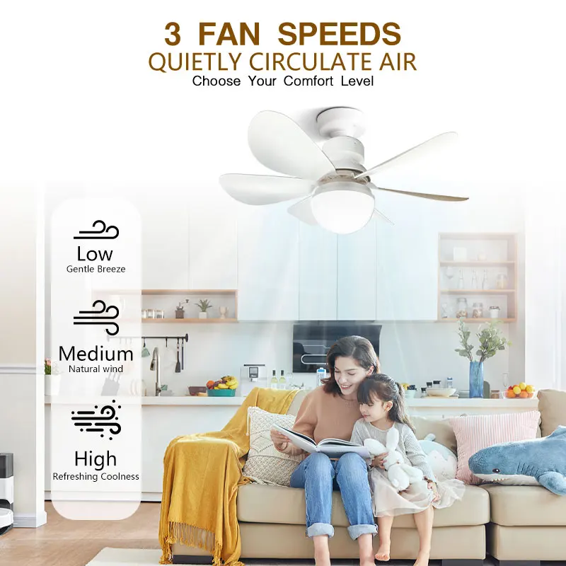 E27 Mit Fernbedienung LED Deckenventilator 30 W/40 W Dimmfunktion Ventilatorlicht Geeignet für Arbeitszimmer Küche Esszimmer AC85-265V