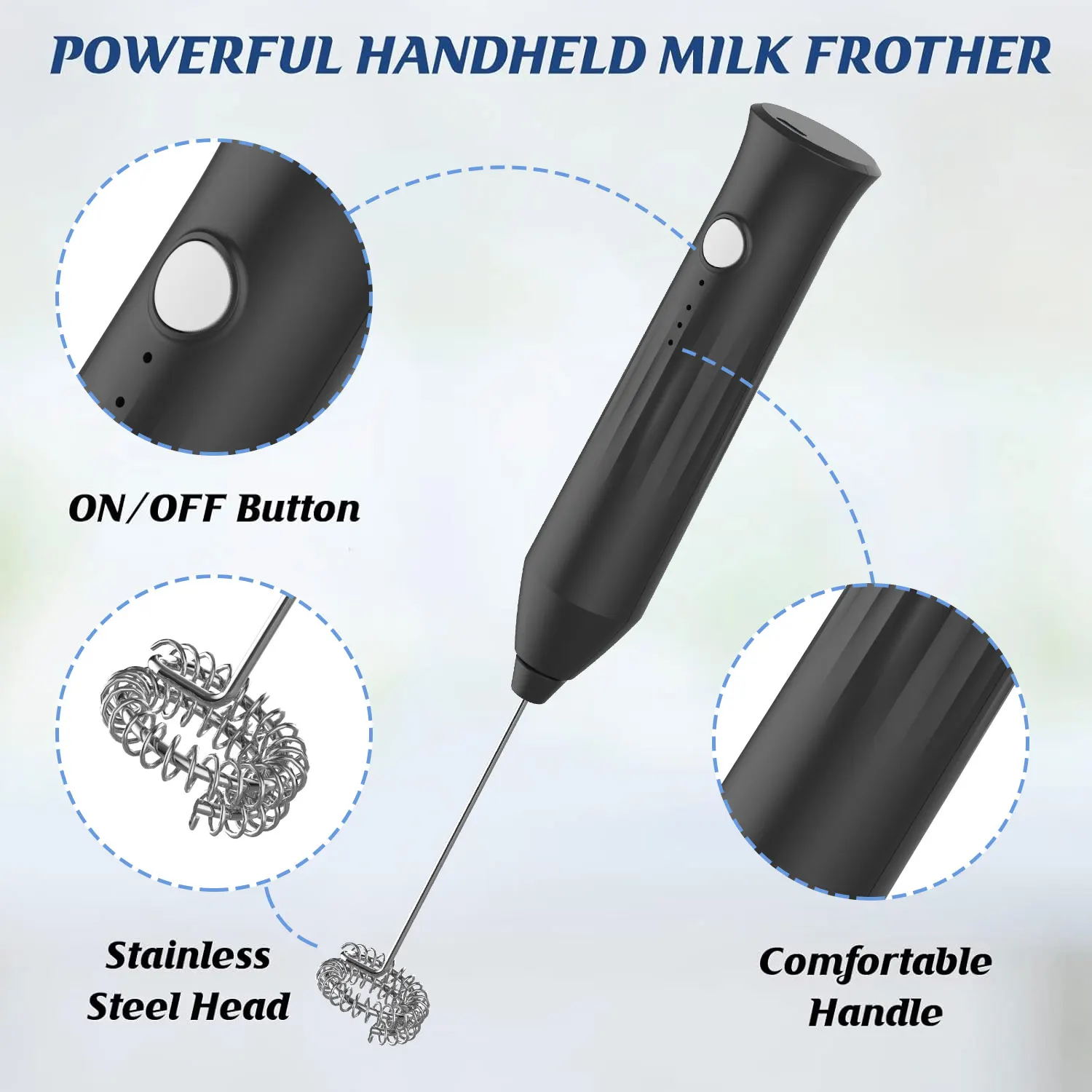 MINI Frother นม USB ชาร์จ 3 ความเร็วโฟม Maker Coffee Whisk Mixer ไฟฟ้า Handle Blender Egg Beater