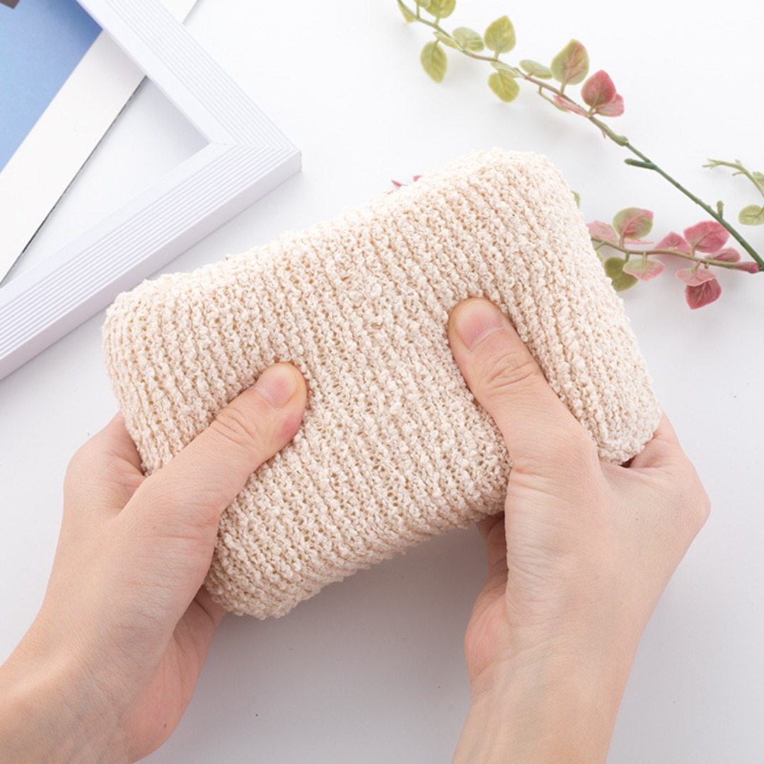 1 шт., губка для ванны, очищающий скребок для тела из люфы, отшелушивающие спа-душ, льняные губки, нежная мощная очищающая щетка для ухода за телом, щетка для ванны