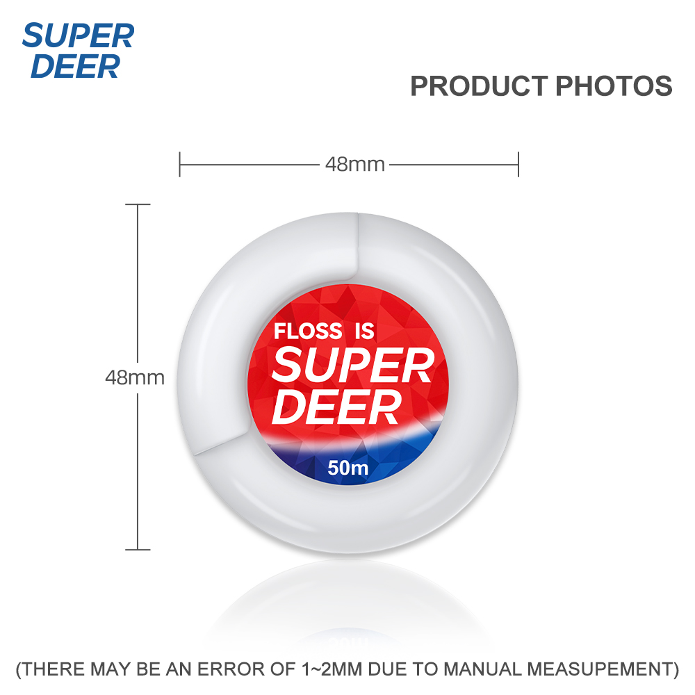50 м рулон зубной нити Super Deer, портативный рулон межзубной нити свободной резки, инструмент для ухода за полостью рта со свежим дыханием