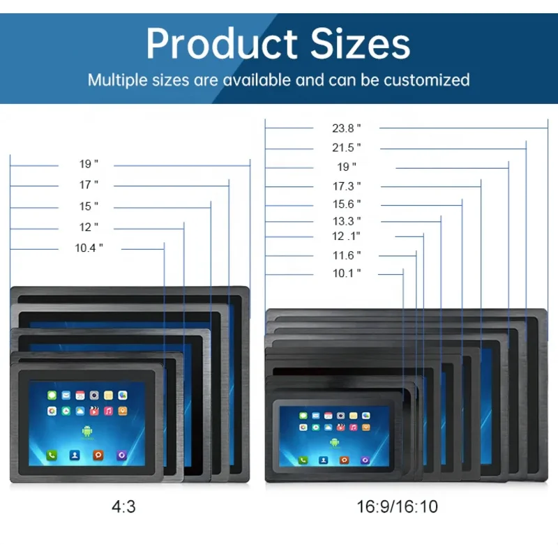IP65 impermeable HMI Industrial todo en uno PC RK3568 2 + 32gb Android12/Linux/ I5 Win-dows 10 12 17,3 19 pulgadas Panel táctil PC