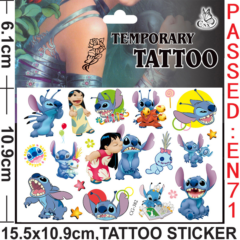 ใหม่ Interstellar Baby Stitch การ์ตูน Tattoo สติกเกอร์เด็ก Stitch Water Transfer Disposable Tattoo สติกเกอร์ของเล่น Kawaii ของขวัญ