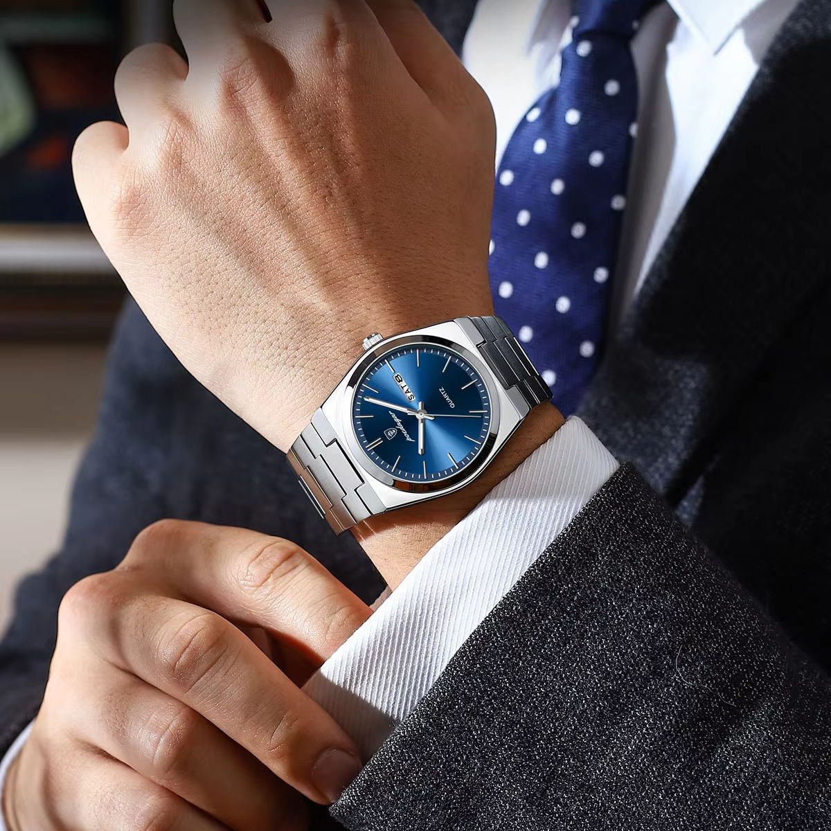 POEDAGAR Luxe zakelijke horloges voor heren Datum Week Roestvrij staal Waterdicht Lichtgevend herenhorloge Hoge kwaliteit quartz herenhorloge