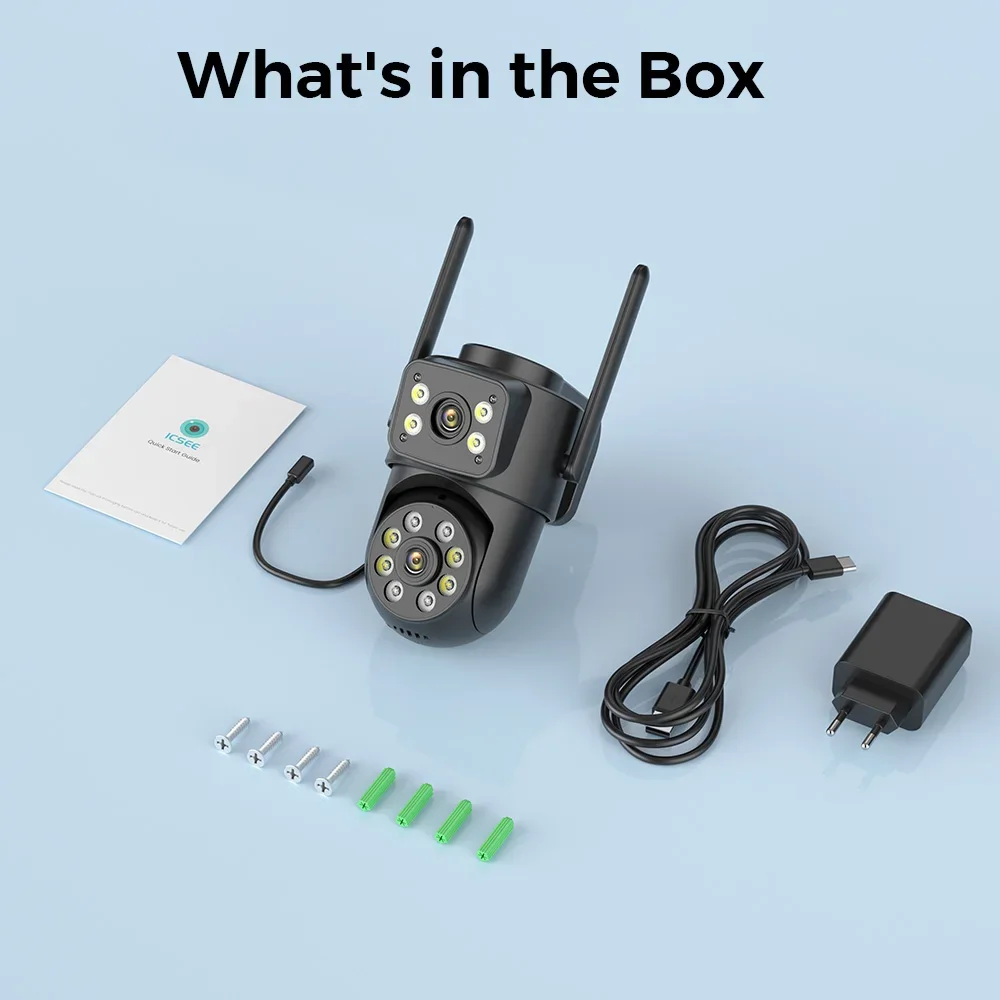 Cámara IP Wifi 4K de 8MP, lente Dual, pantallas duales, cámara de vigilancia en exterior, detección humana negra, visión nocturna, cámara de seguridad ICSEE