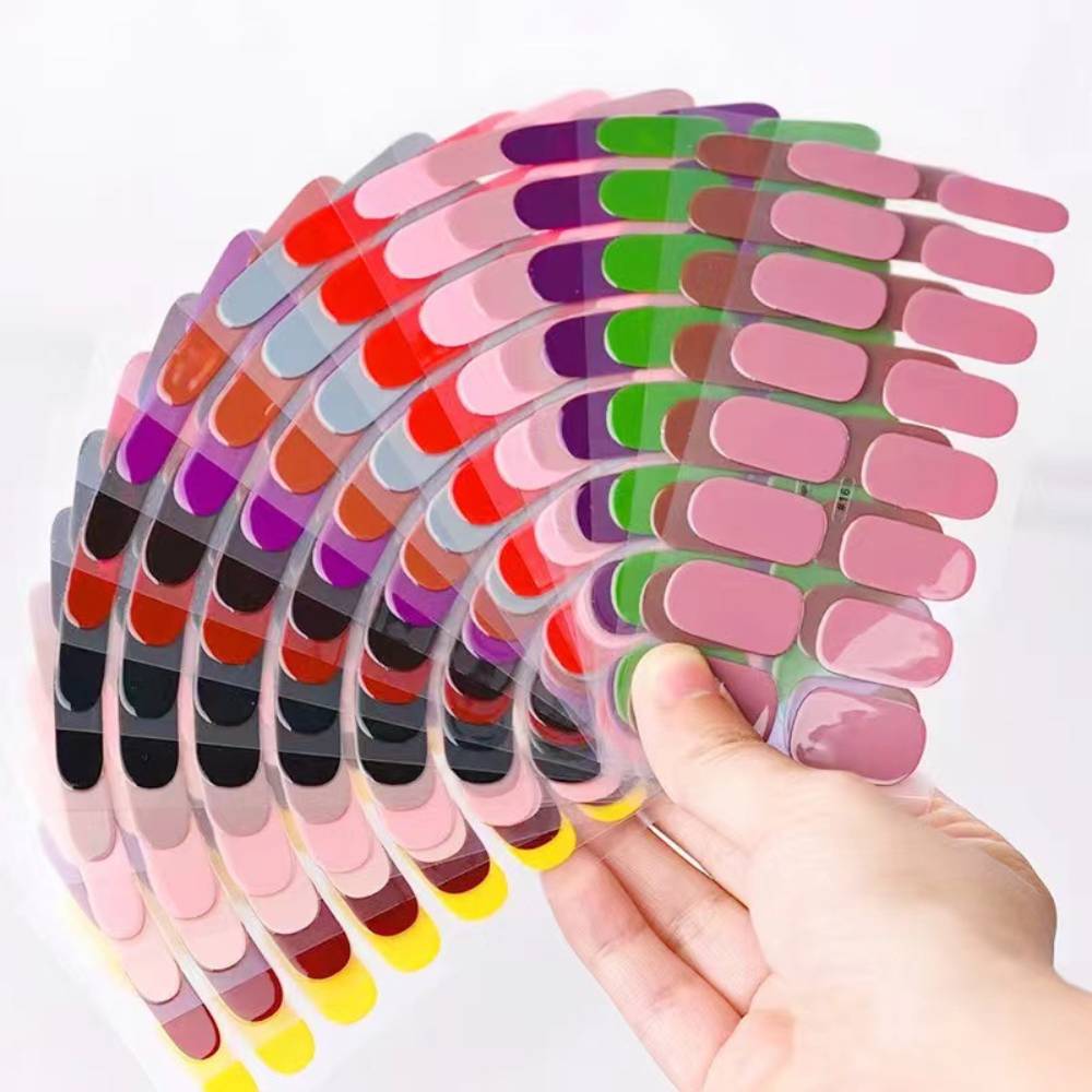 16Tips 5D Full Cover Nail Stickers UV Semi-Cured Gel Nail Wraps Sticker Fashion Nail Polish Nail Art Sticker Extension Patch