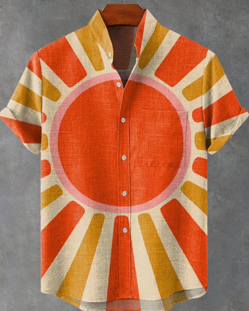 2025 New men's striped linen short-sleeved shirt, summer refreshing and comfortable fabric, high-quality button top