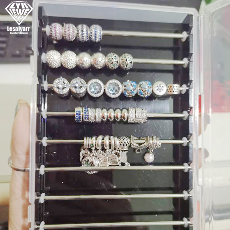 Acrylic Pandora Box Charm Beads Bracelet Ring Holder Jewellery Organizer JewelryTray Diy Finding Display Stand Storage Case Rack