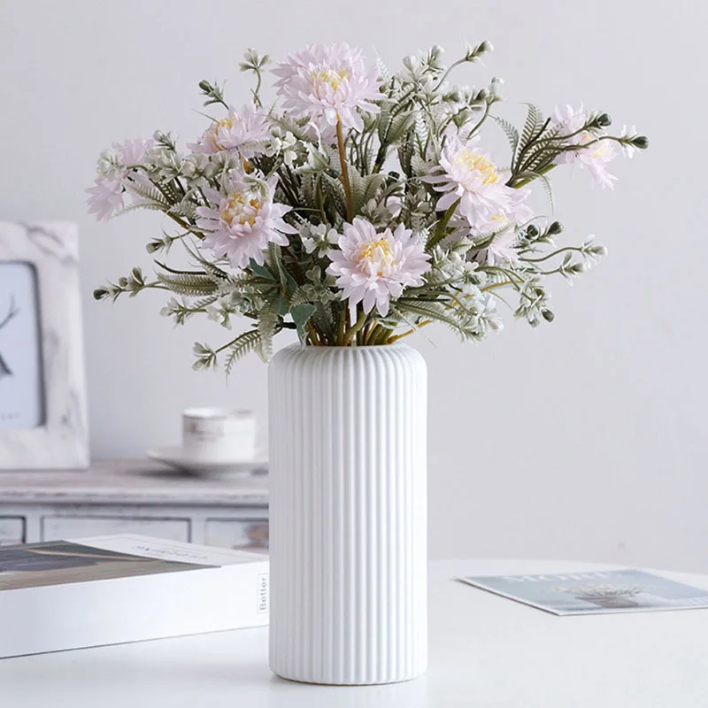Florero de plástico Simple con forma de Donut, maceta individual para decoración del hogar y la sala de estar, adornos de mesa, florero circular para arreglo floral