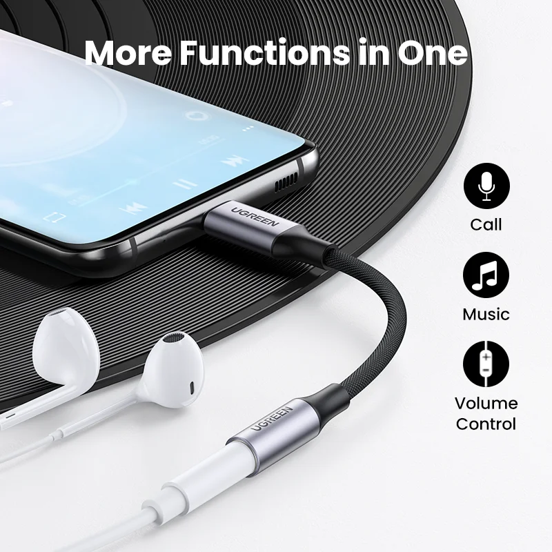 UGREEN USB Loại C Đến 3.5Mm Tai Nghe USB C Cáp USB C Đến 3.5 Tai Nghe Adapter Cáp Âm Thanh Cho xiaomi Mi10 HUAWEI P30 Oneplus 9
