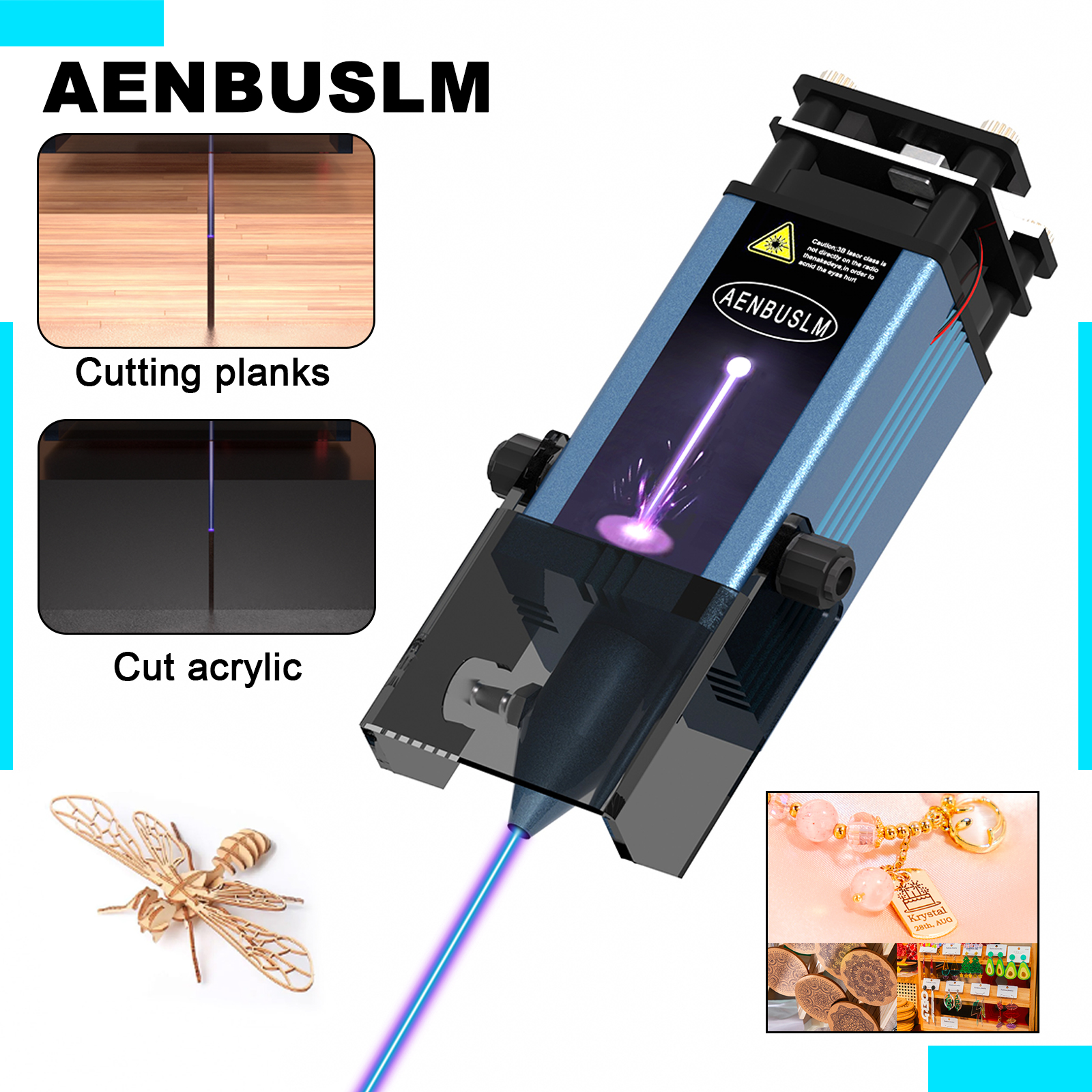 AENBUSLM 40W 80W Módulo de corte a laser 450mm Cabeça de gravação a laser de luz azul com assistência de ar Cortador de madeira CNC Gravação a laser