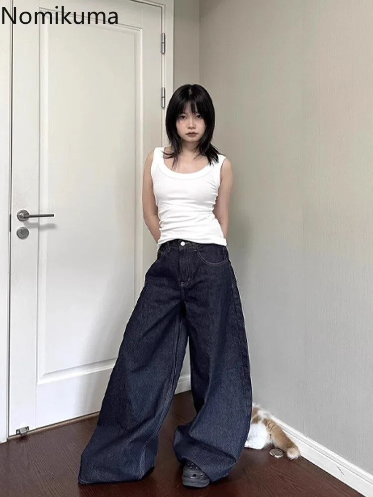 女性用ハイウエストストレートジーンズ,ワイドレッグパンツ,カジュアルパンツ,韓国パンツ,シックなストリートウェア,y2kボトムス,2022
