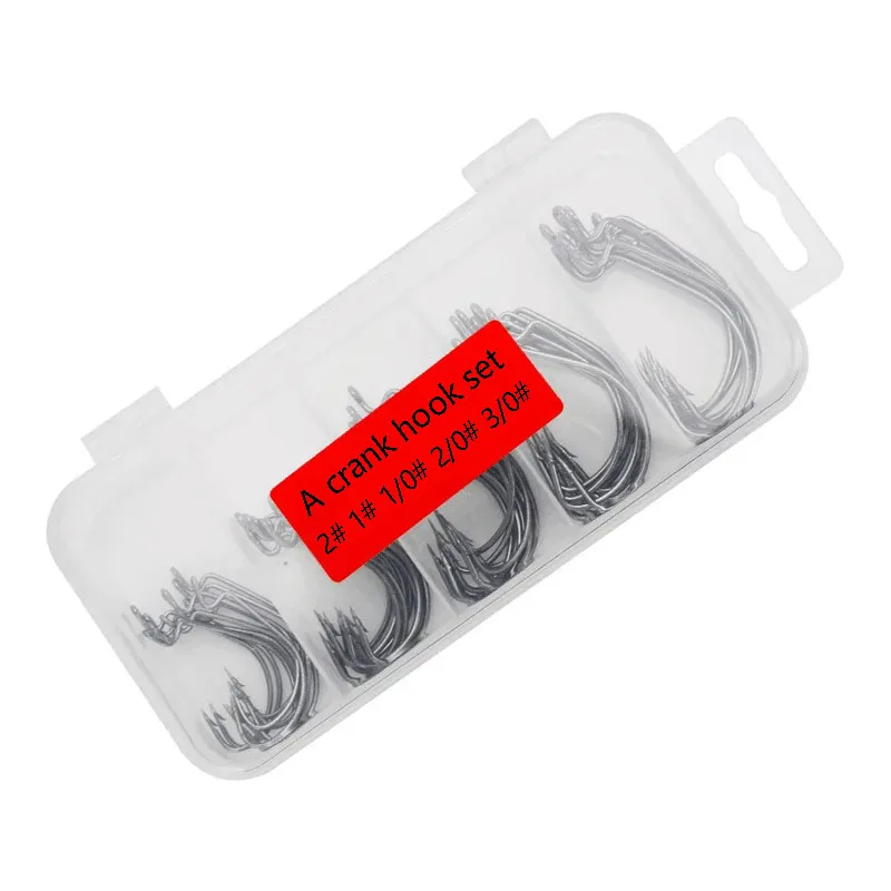 50 PCs Crank Hook Small Five-box Set Black Nickel Hook Dezhou Fishing Group Cross-border Fishing Gear Bait Hook
