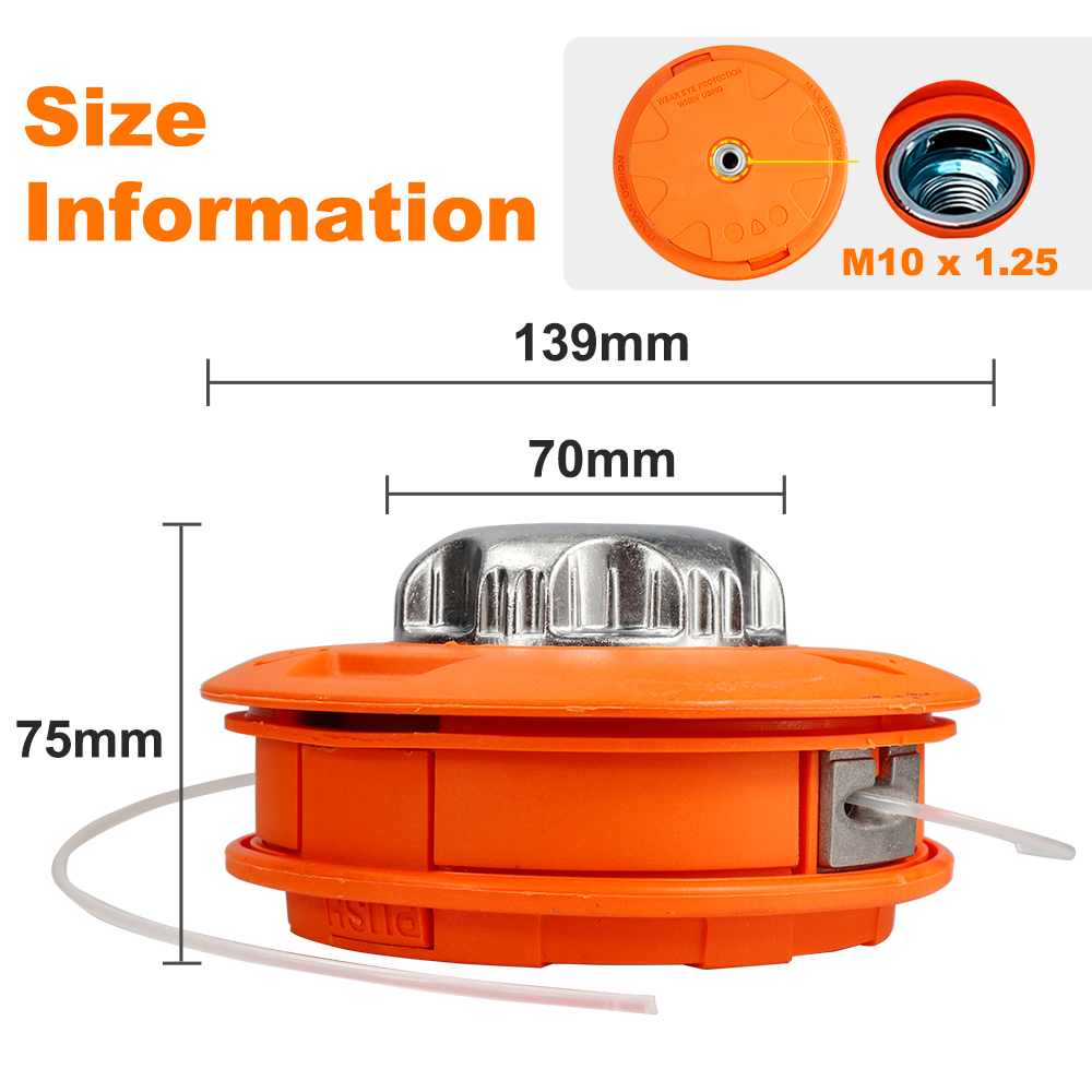CMCP M10 Aluminum Nylon Brush Mower Bump Spool Grass Trimmer 2 Lines Cutter Head Thread Line String Saw Gasoline Brush Cutter