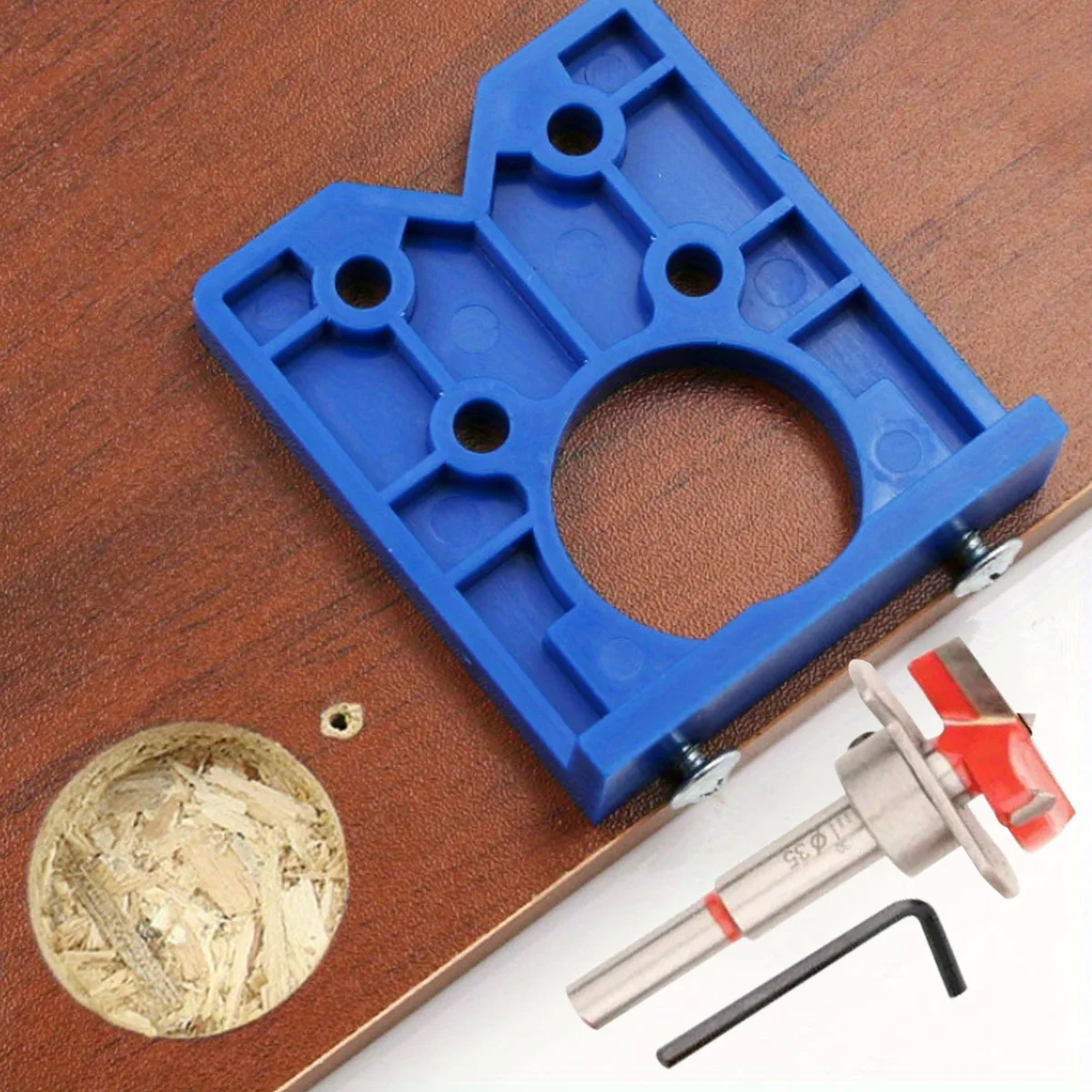 Plantilla de bisagra oculta para carpintería con juego de brocas de 35mm, posicionador ligero para instalación precisa de bisagras de gabinete, herramientas de bricolaje