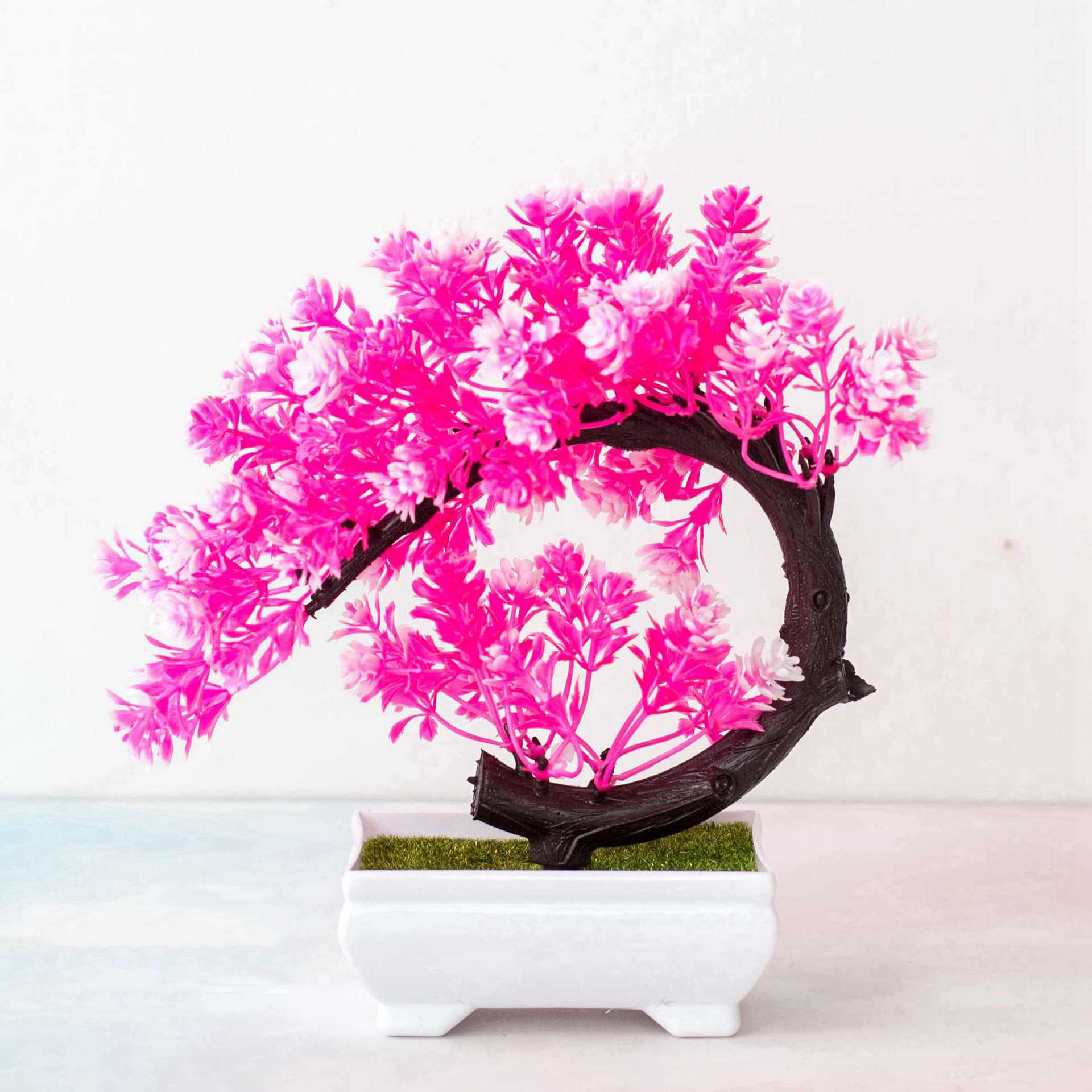 Crescent Style Bonsai Simulation Plant Thousand Layer Flower Bonsai Home Decoration Fake Floral Creative Gift Ornaments