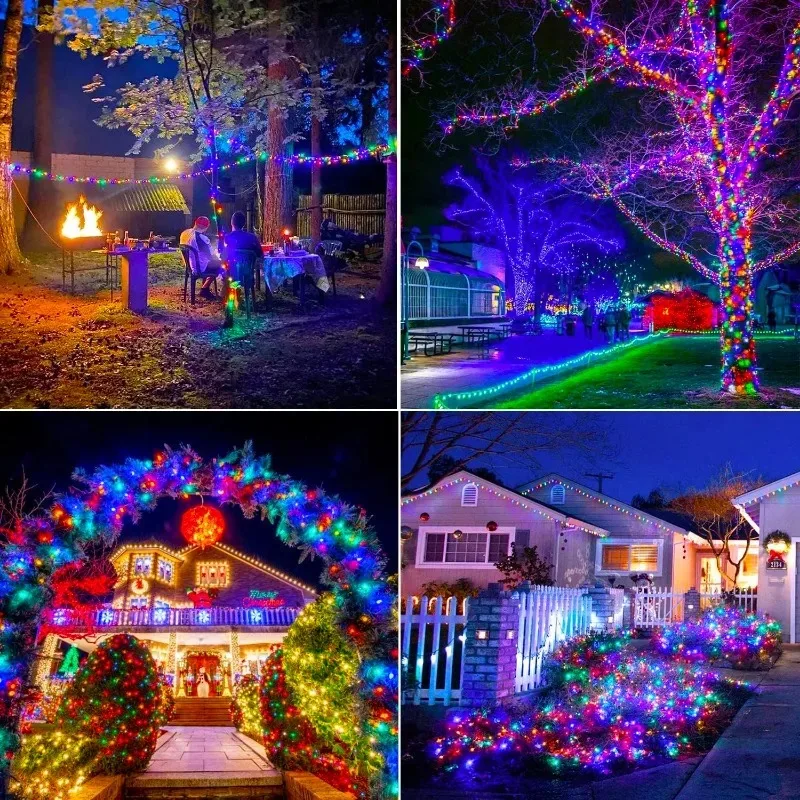 Luci a corda solari per esterni Decorazioni per feste in giardino di Natale con filo di rame impermeabile a LED