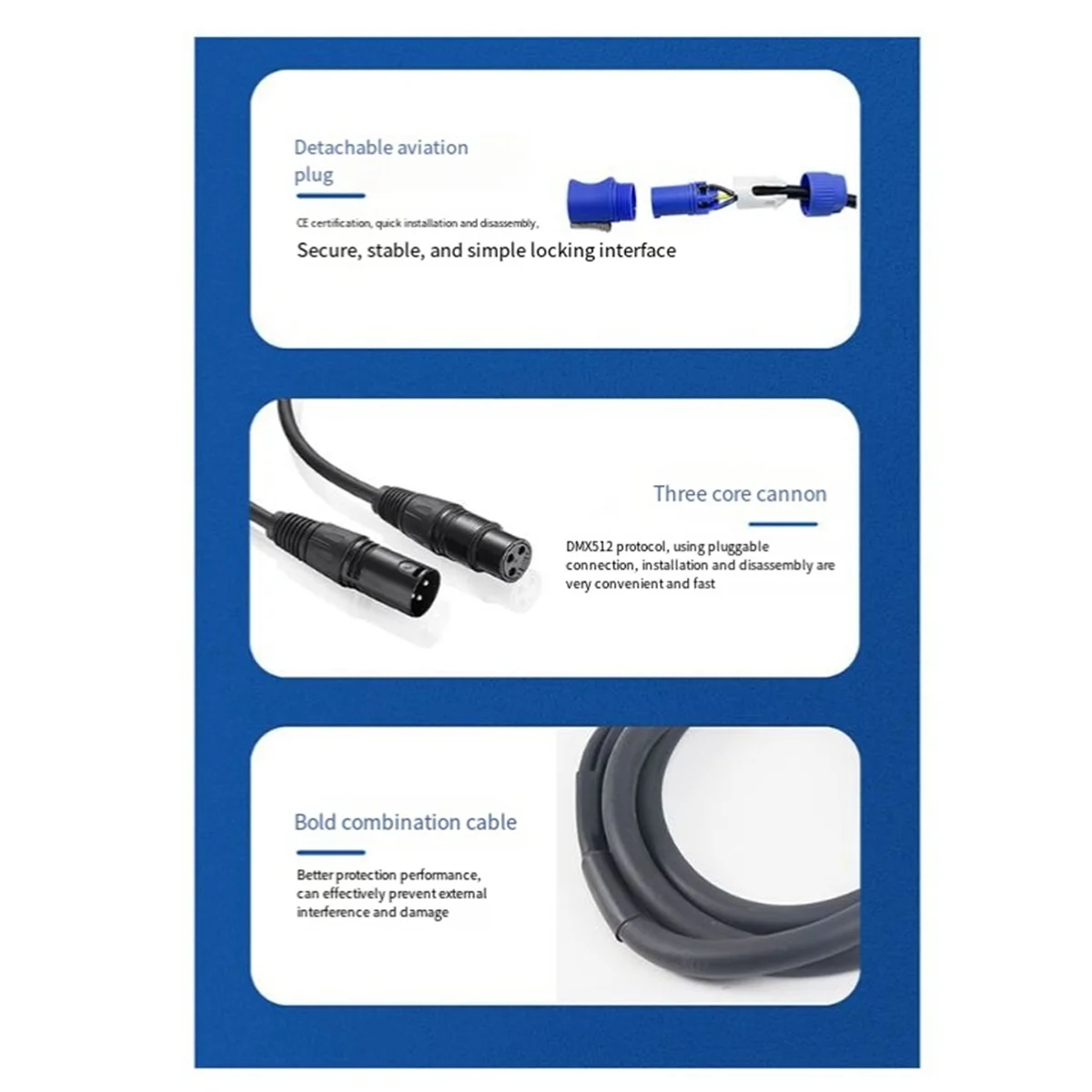 Dmx power con kabel kombination aus power con stecker und dmx xlr signal leitung für licht anschluss signal transit (a)