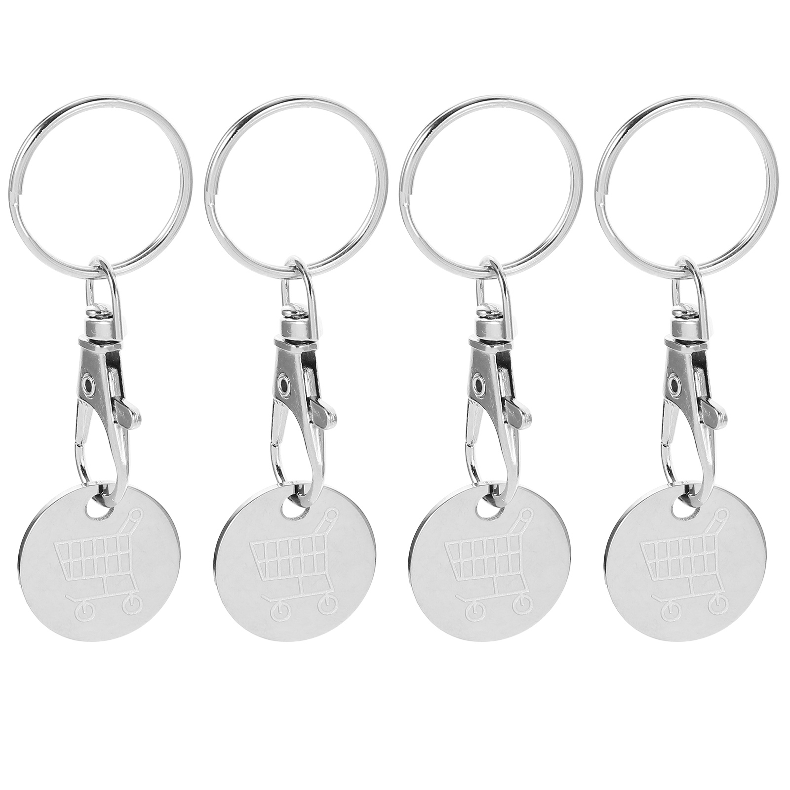 4 pçs carrinho token carrinho de compras tokens chaveiro anel de metal pequeno gofts ornamento moeda de aço inoxidável pingente carrinho de compras