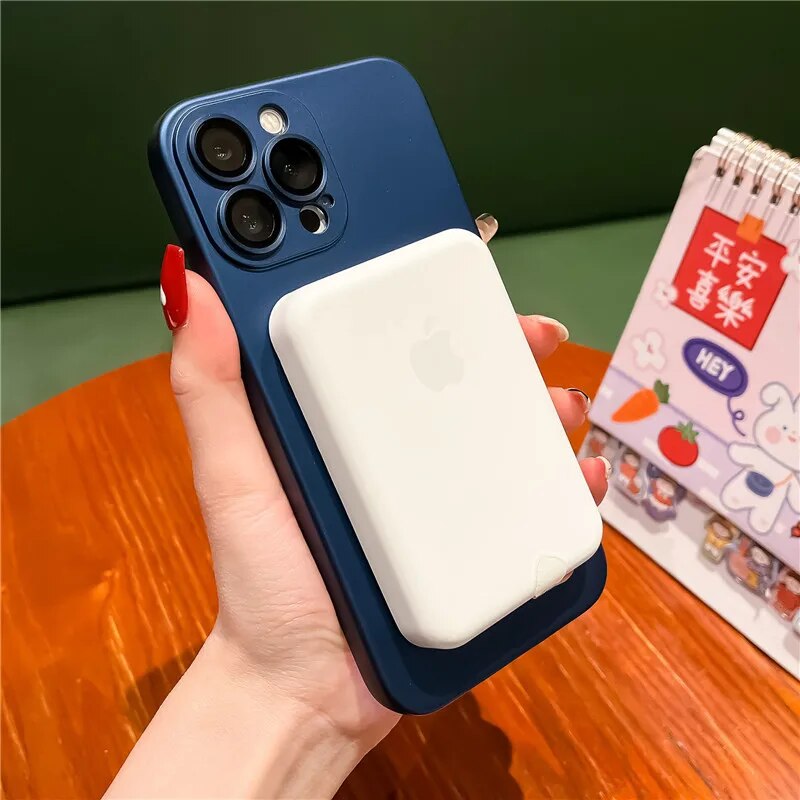 Luxe Draadloze Lading Magsafe Siliconen Case Voor iPhone 15 14 13 12 11 Pro Max Plus Zachte Magnetische Bumper Lens bescherming Cover