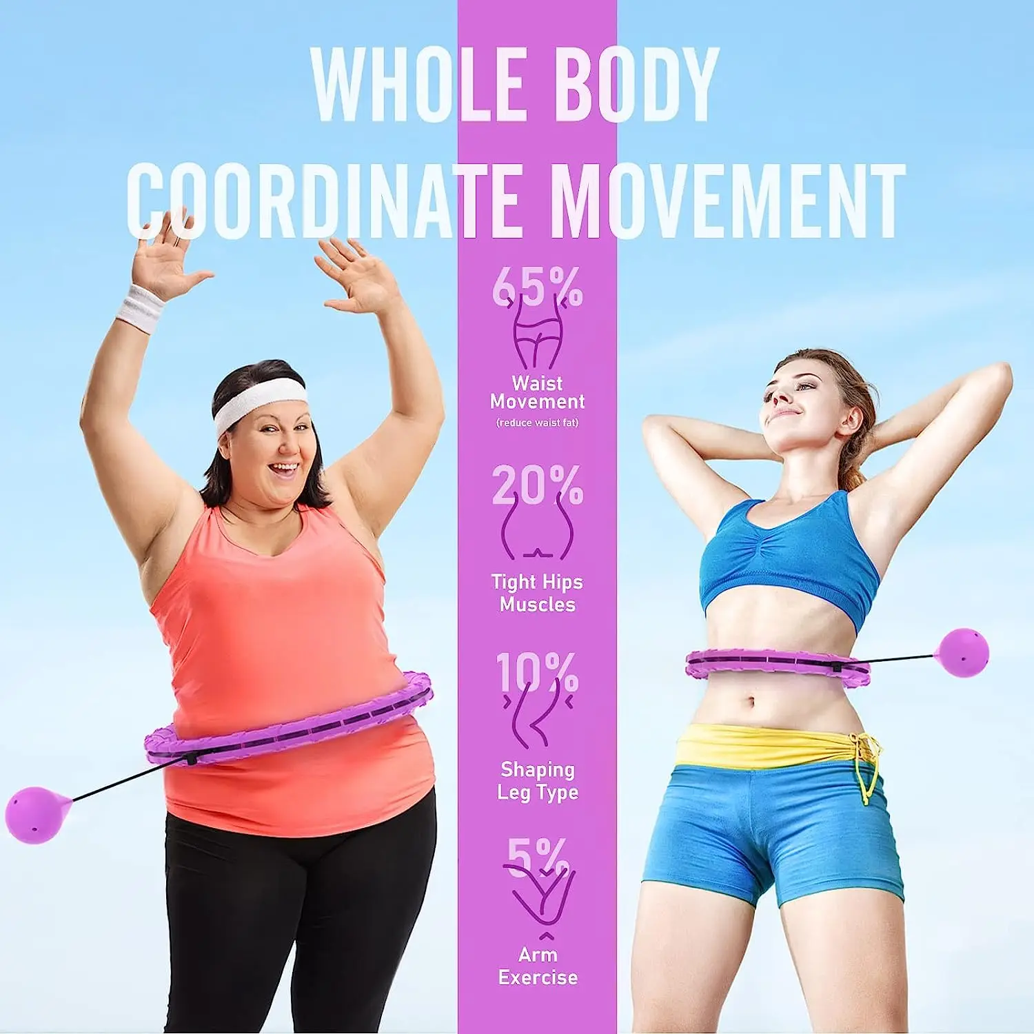 Cerchio sportivo intelligente Cerchi per esercizi ponderati per adulti Design facile staccabile con peso regolabile, attrezzatura da palestra fitness per casa