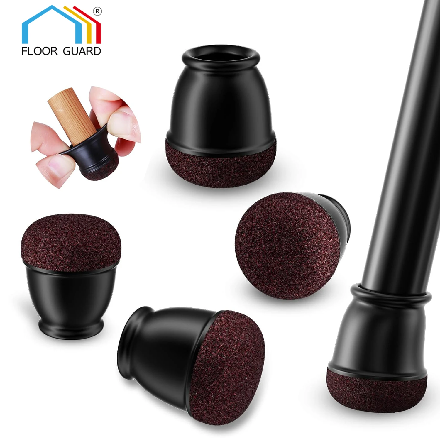 Black Round Chair Leg Floor Protectors Foot Cover Diagonal Silicone Furniture Table Feet for Hardwood Floors Table Protect Floor