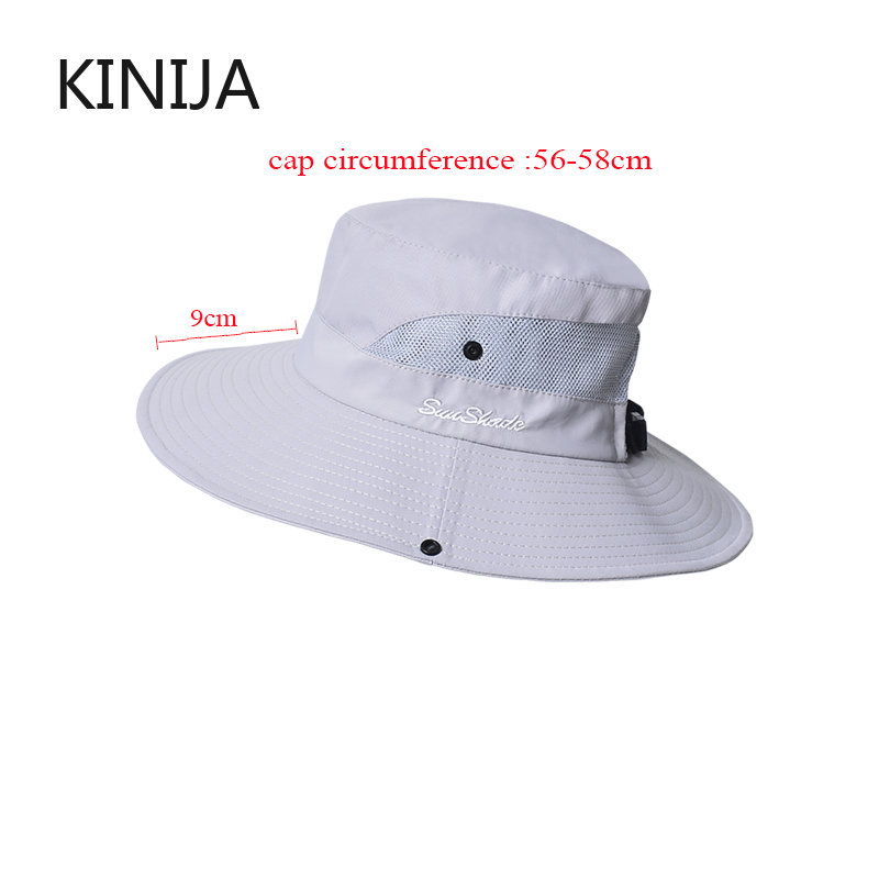 Sombrero de pescador con cola de caballo para mujer, gorra impermeable para el sol, Color puro, para viajes al aire libre, pesca, escalada, senderismo, sombrero de cubo de ala grande undefin