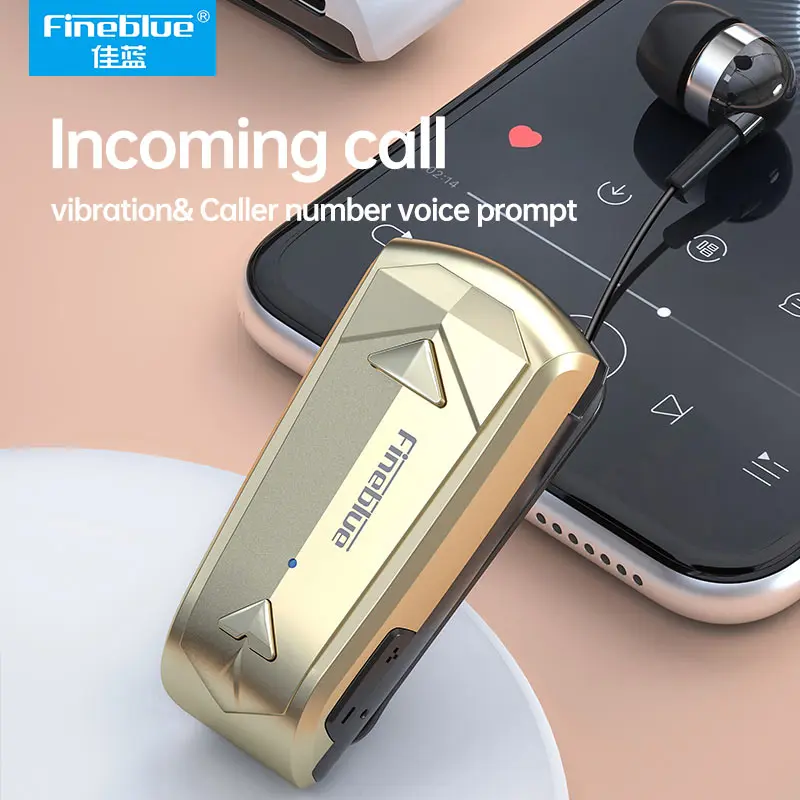 Fineblue F520 słuchawki Bluetooth bezprzewodowy zestaw słuchawkowy lotos jedno ucho chowane uszne zestaw głośnomówiący słuchawki Lavalier klips