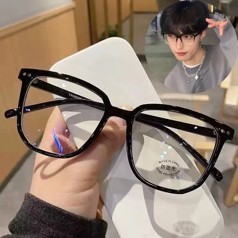 Anti-blue Light Computer Glasses for Women with Regular Eyeglass Big Frame Finished Retro Flat Light Frame Eyewear