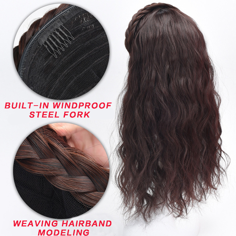 Diadema peluca sintética ondulada moda integrada pelo largo uso diario rizos ondulados resistentes al calor