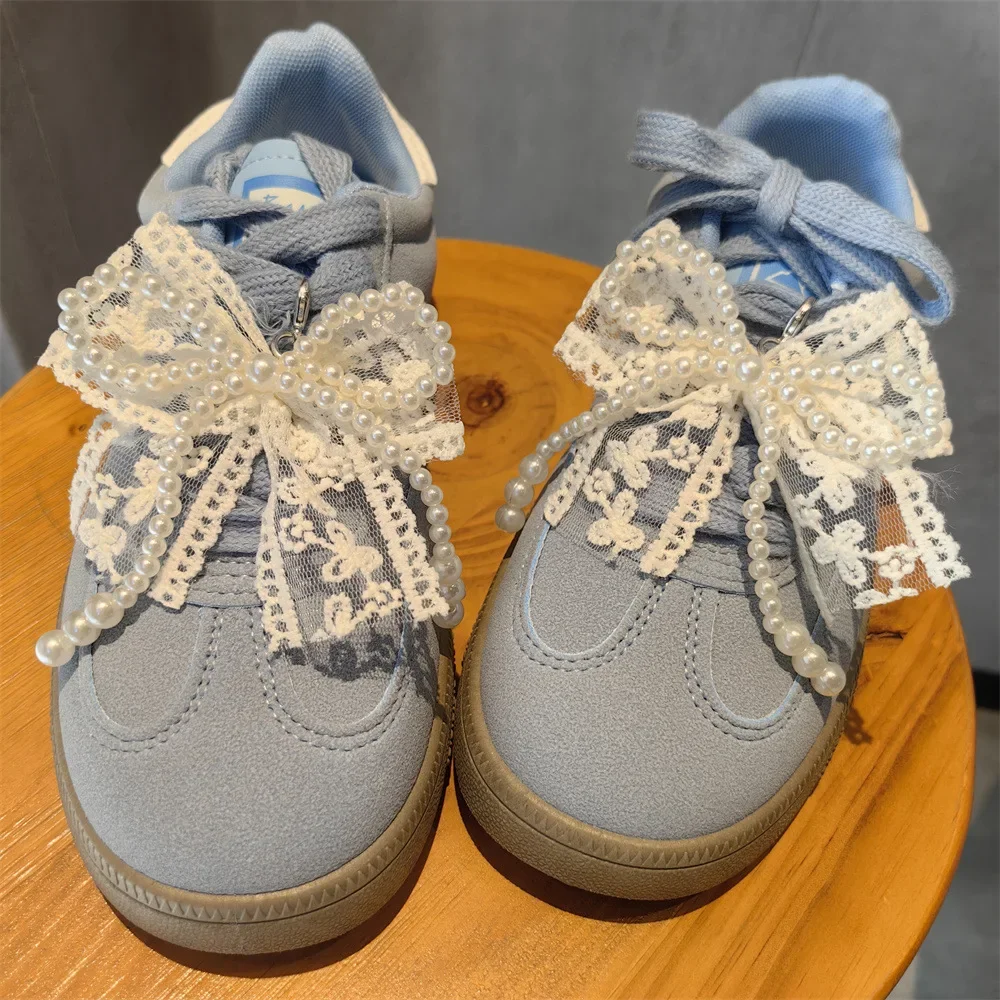 Modische Spitze, Perlenschleife, Schnürsenkel, Charms für Sneakers, dekorative Schuhblumenschnalle, hochwertiges dekoratives Schuh-Charm-Zubehör