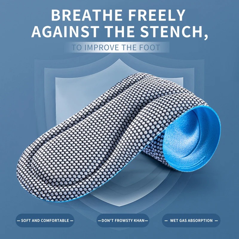Plantilla de masaje deportivo para hombre y mujer, plantillas de espuma viscoelástica para zapatos, Nano masaje antibacteriano, plantilla deportiva para pies, ortopédico, 1 par