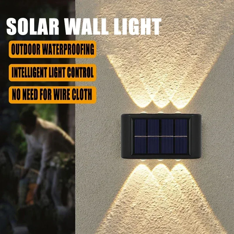 Luz LED Solar, lámpara de pared impermeable para exteriores, iluminación de valla de atardecer al amanecer para jardín de verano, patio, porche, pasarela, Camping, hogar