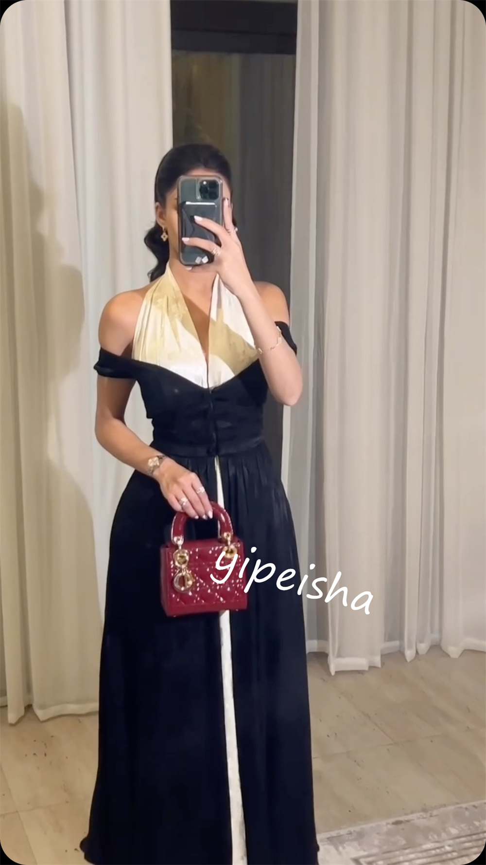 Customized  Jersey Draped Pattern Birthday A-line Halter Bespoke Occasion Gown Midi Dresses Saudi Arabia  