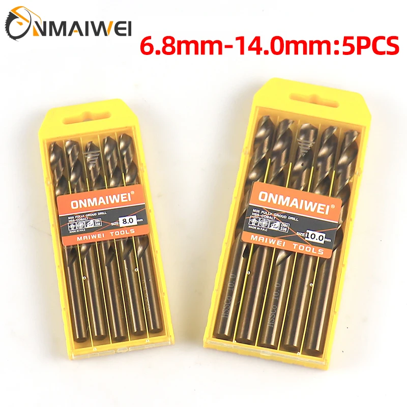 1.0-13 มม.โคบอลต์เคลือบ 5/10PCS Twist เจาะชุด Bit HSS M35 ปืนเจาะบิตสําหรับไม้/โลหะเครื่องตัดเครื่องมือ