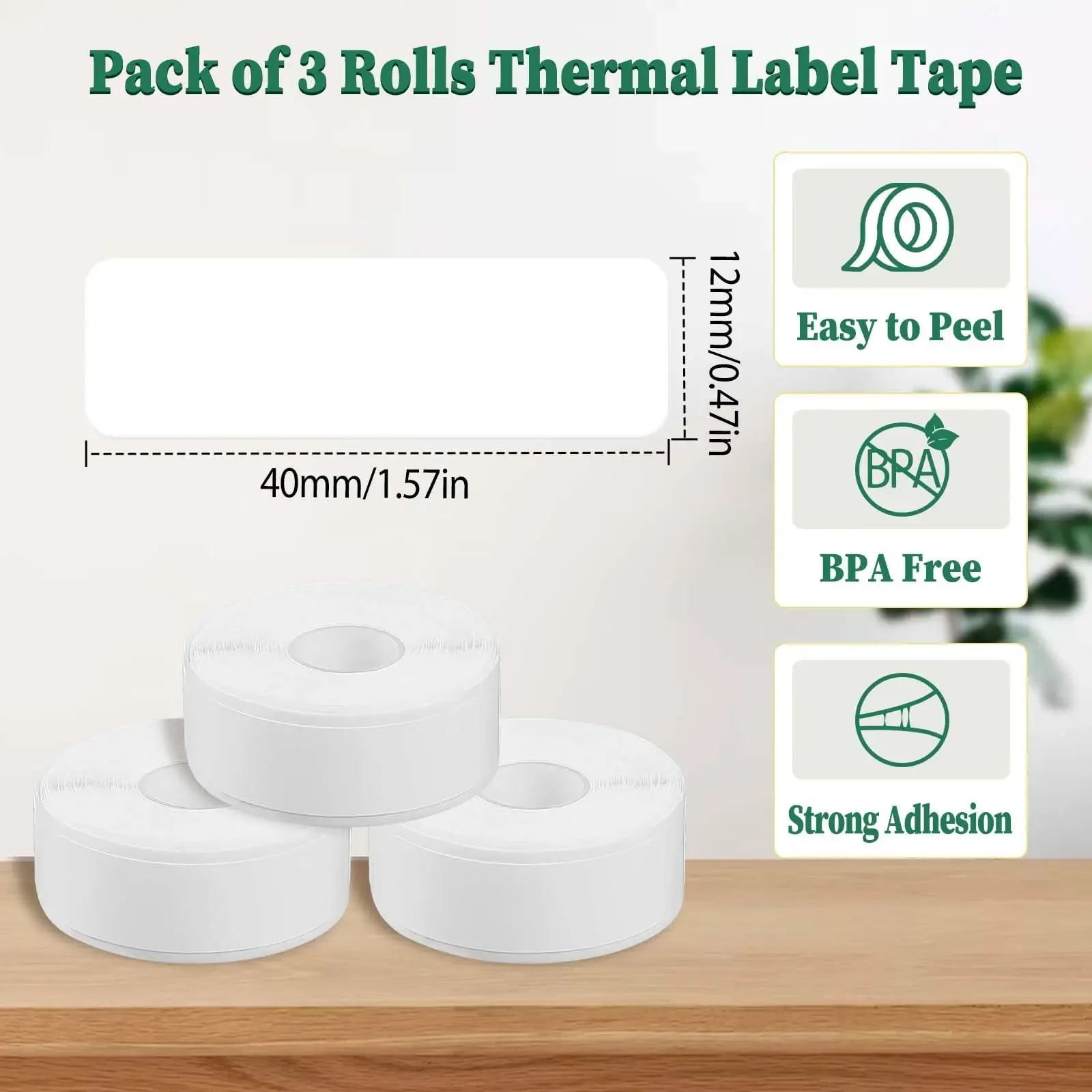 12x40mm White Label Paper Mini Printer Sticker Waterproof Applicable With D30 D35 P11 Label Printer For Barcode Address Business
