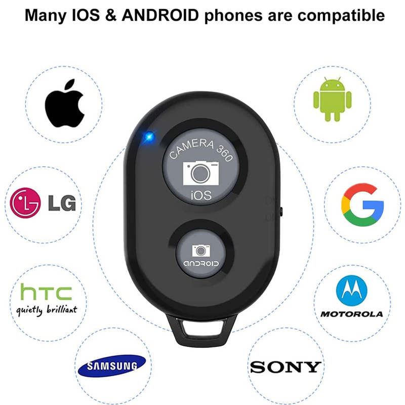 Control remoto de cámara Bluetooth para teléfonos inteligentes Control remoto de cámara de teléfono inalámbrico Compatible con iPhone y Android Haga clic en fotos y vídeos