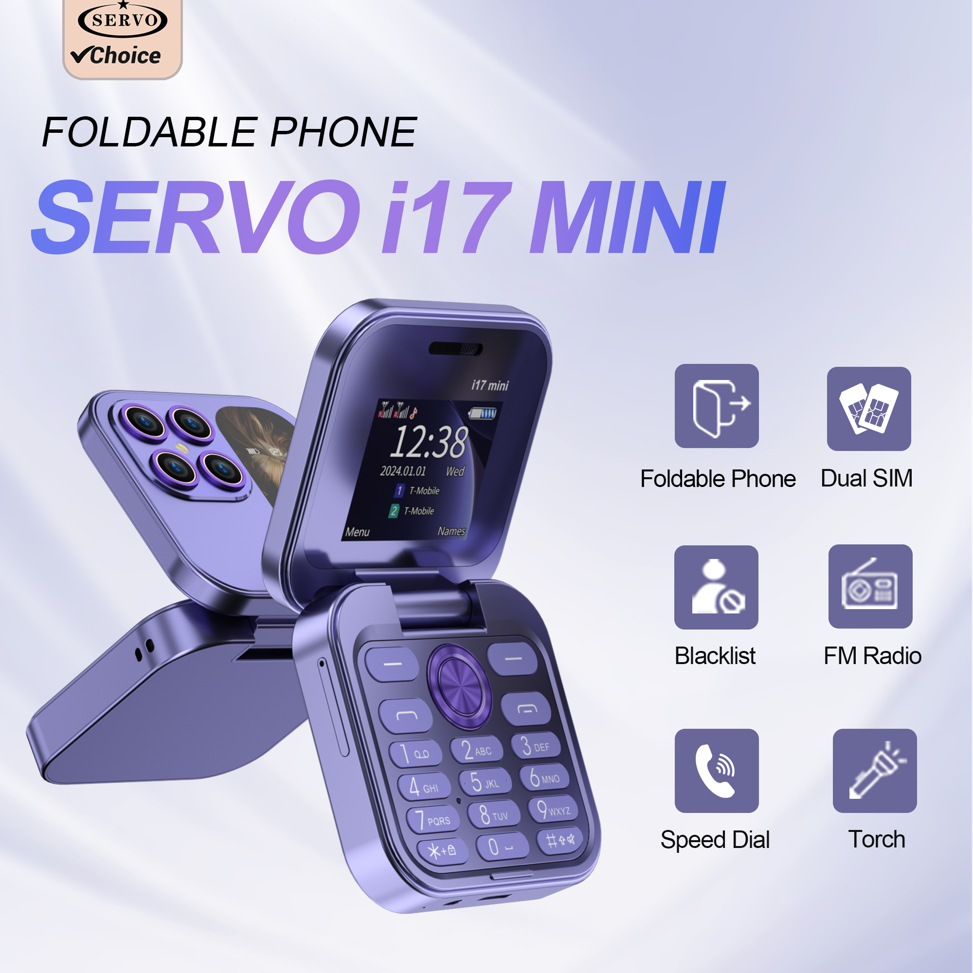 i17 Mini Foldable Mobile Phone Speed Dial 2G Dual SIM Card Pocket Phone Flashlight FM Radio Blacklist Magic Voice Flip Cellphone