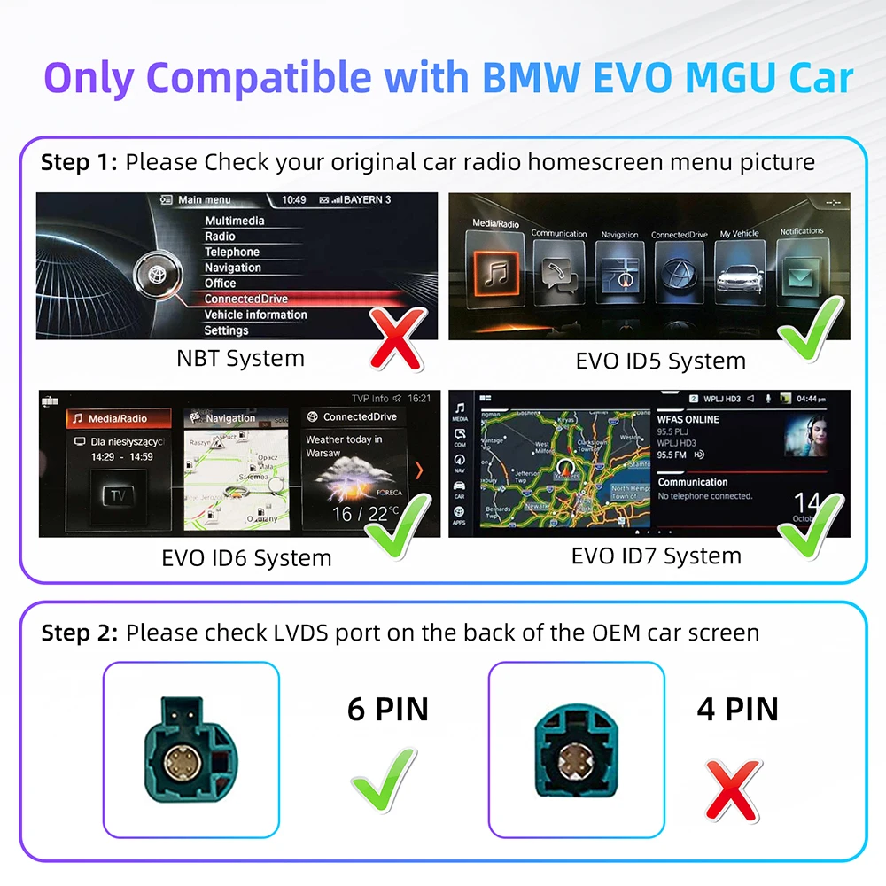 Wireless CarPlay For BMW Series 6 F06 F12 F13 G32 2010-2020 CIC,NBT,EVO, With Android Auto Mirror Link AirPlay CarPlay Function