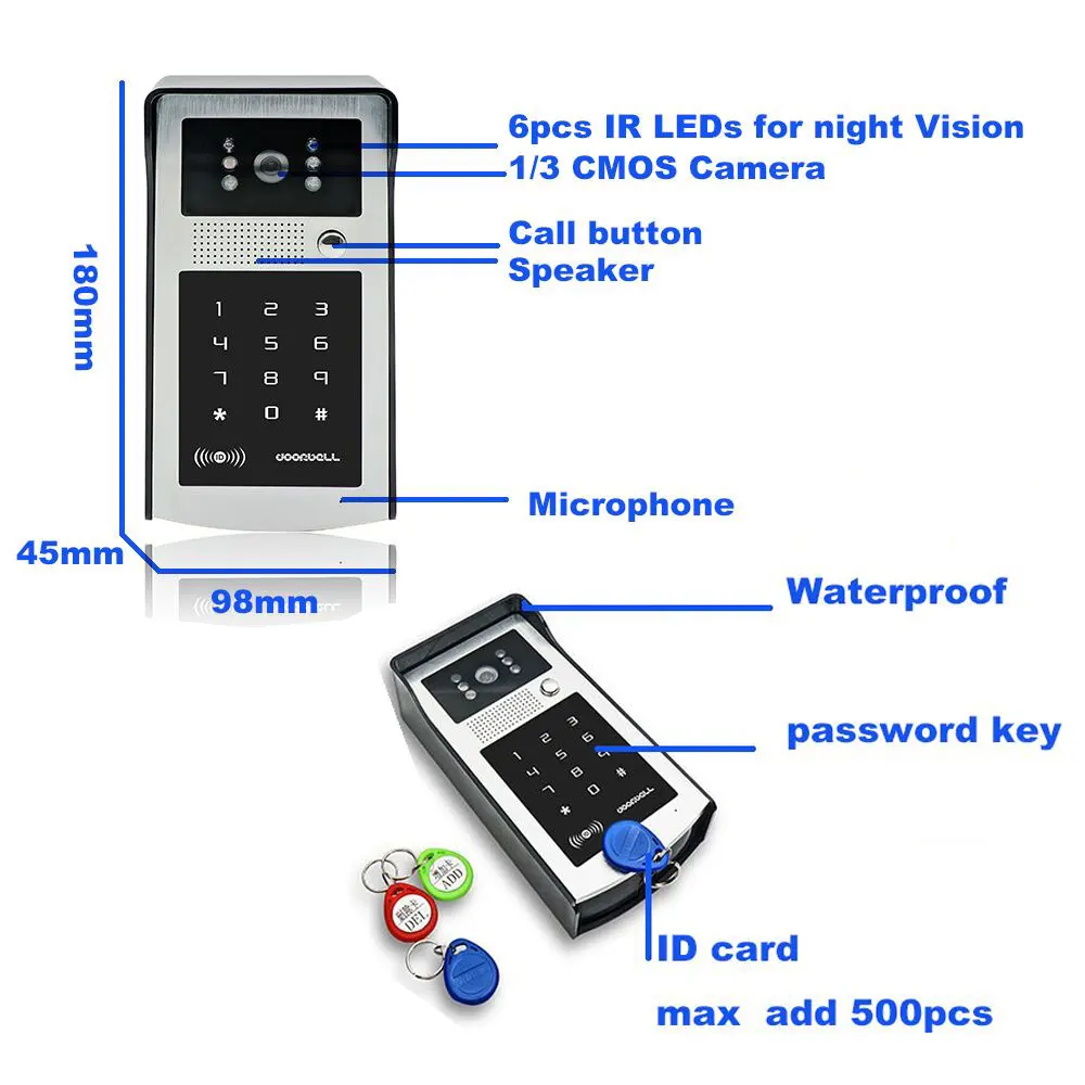 9 Inch Tuya WIFI Video Intercom System Doorbell Waterproof Outdoor Camera Wireless Doorphone with RFID Card Password Keyborad