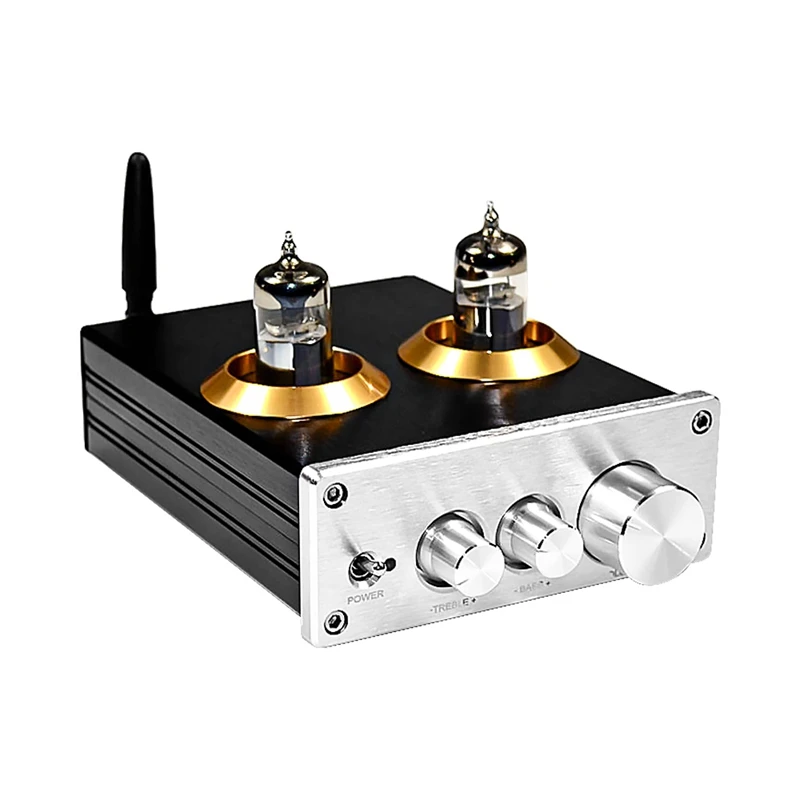 Amplifier Stereo, Buffer Hifi 6J5 Bluetooth 4.2 tabung Preamp Amplifier dengan nada Bass Treble