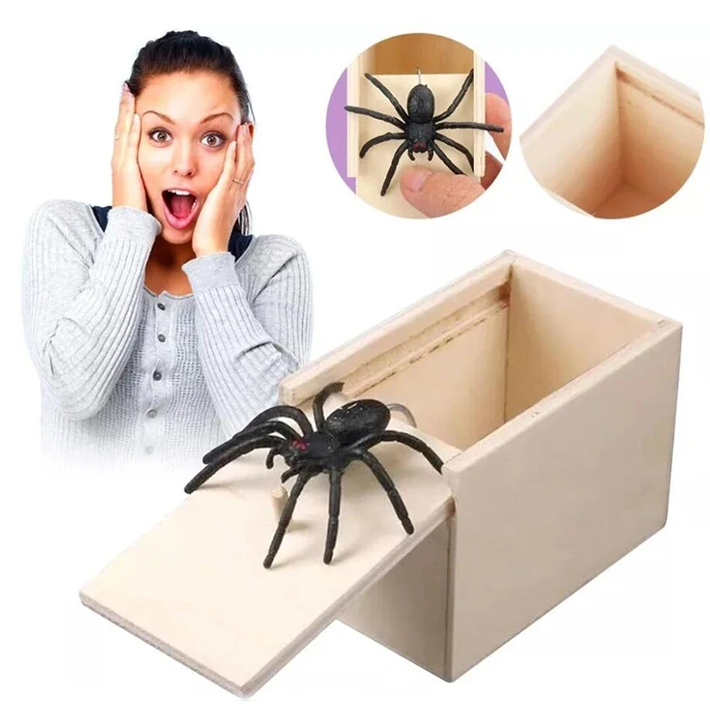 Diversión caja de araña patatas fritas puede saltar primavera serpiente cucaracha juguete para regalo Día de los Inocentes decoración de fiesta de Halloween broma truco juguetes