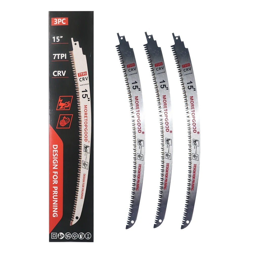 MORETOPGOOD 7T Arc Edge Reciprocating Saw Blade, Japanese Teeth with Curved Edge Wood Pruning Saw Blades for Tree Trimming, 3pcs